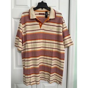 Enyce Clothing Polo Shirt Mens XXL VINTAGE Maroon Red Striped Logo Hip Hop
